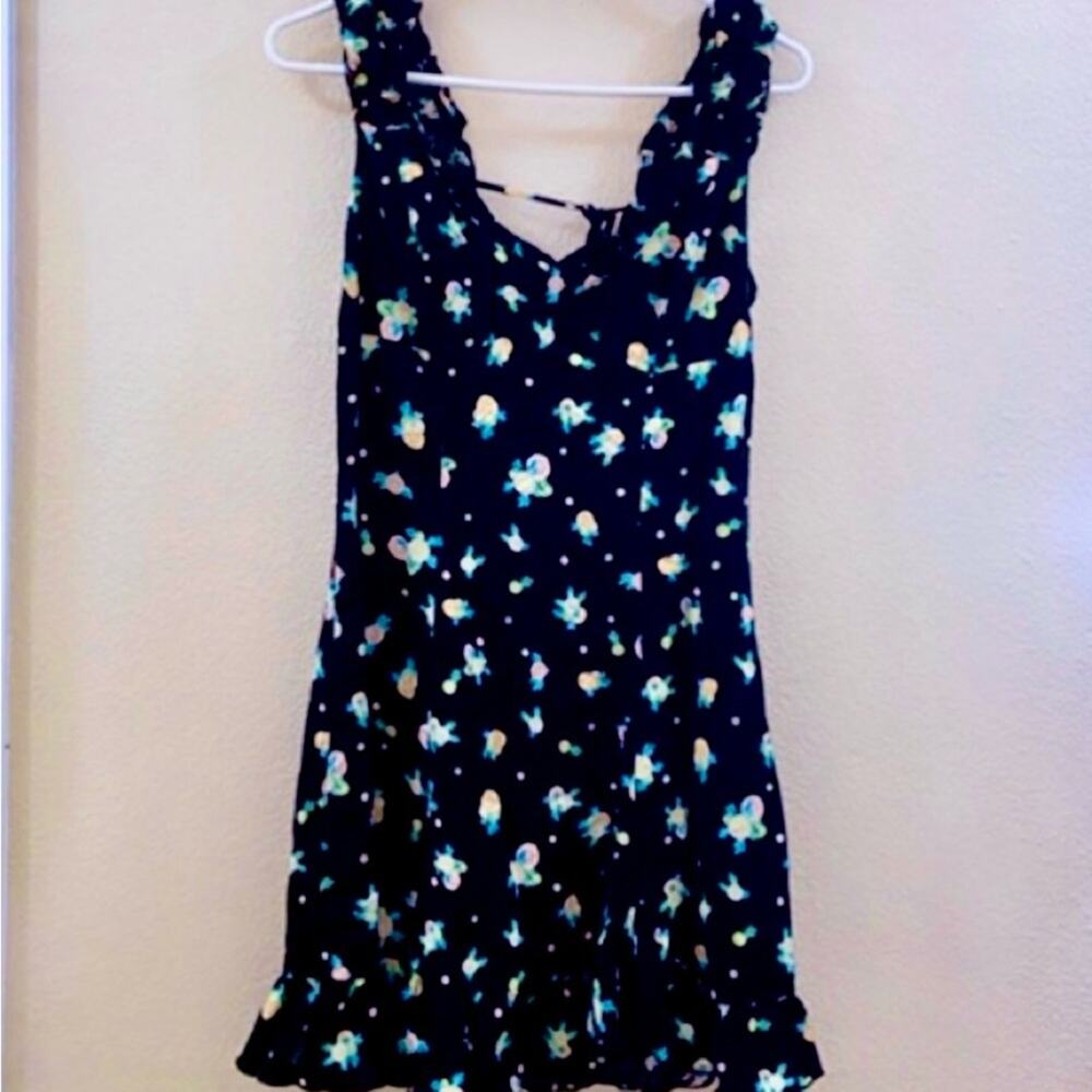 Free People Like A Lady Printed Mini Babydoll Dress Black Floral.Size: M - Picture 8 of 12